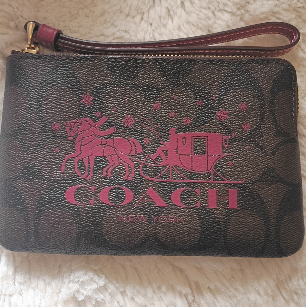 Coach Brown and Pink Wristlet
